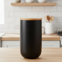 Contenedor de Cerámica Hermético Tapa Madera L Negro Simplit