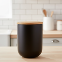 Contenedor de Cerámica Hermético Tapa Madera M Negro Simplit