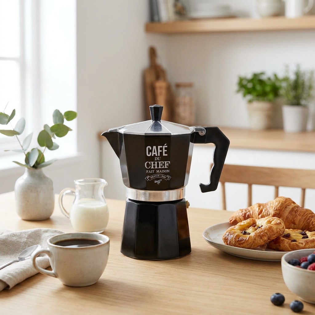 Cafetera Italiana acero 6 Tazas Negro 5Five