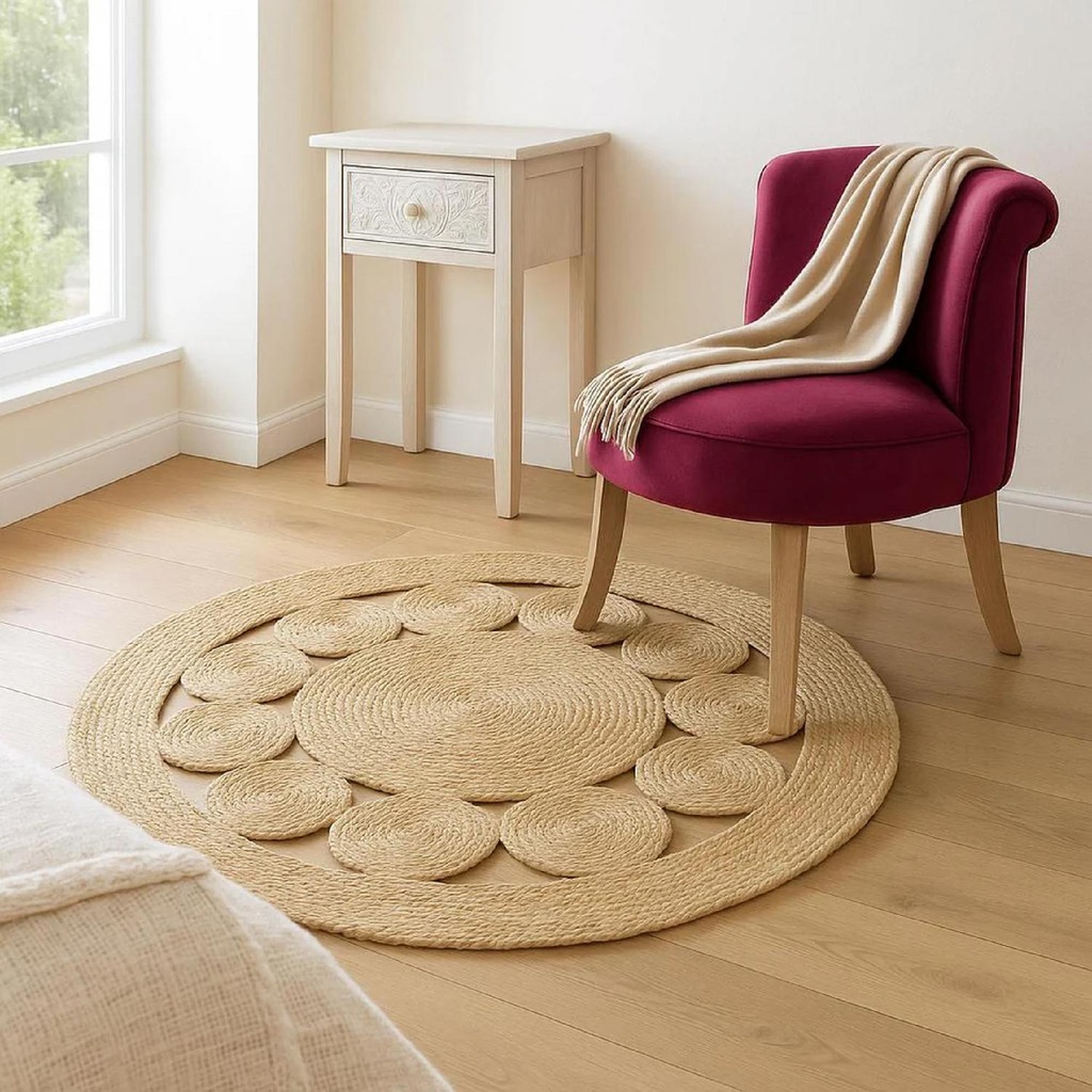 Alfombra de Yute Calada Redonda 120 cm Atmosphera