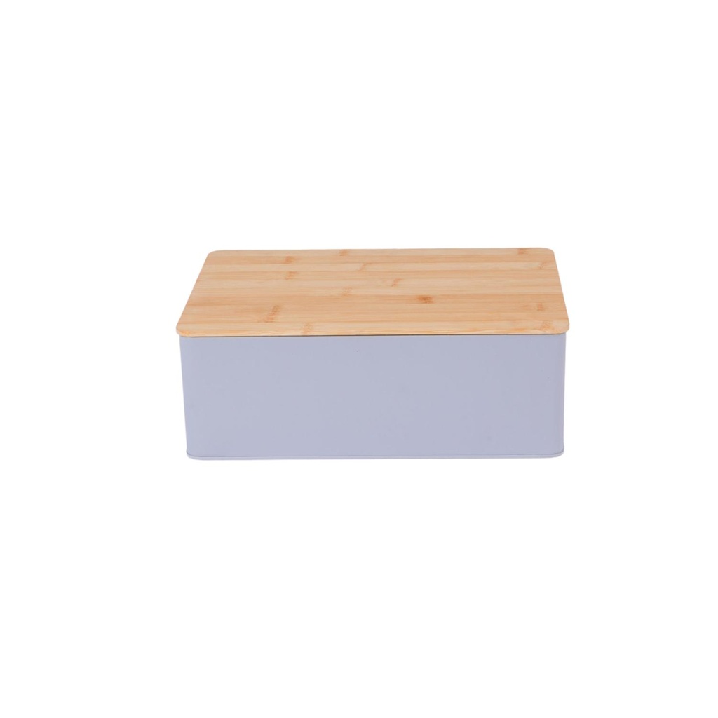 Panera Metal Gris Claro Con Tapa De Madera 30x22 cm DAY
