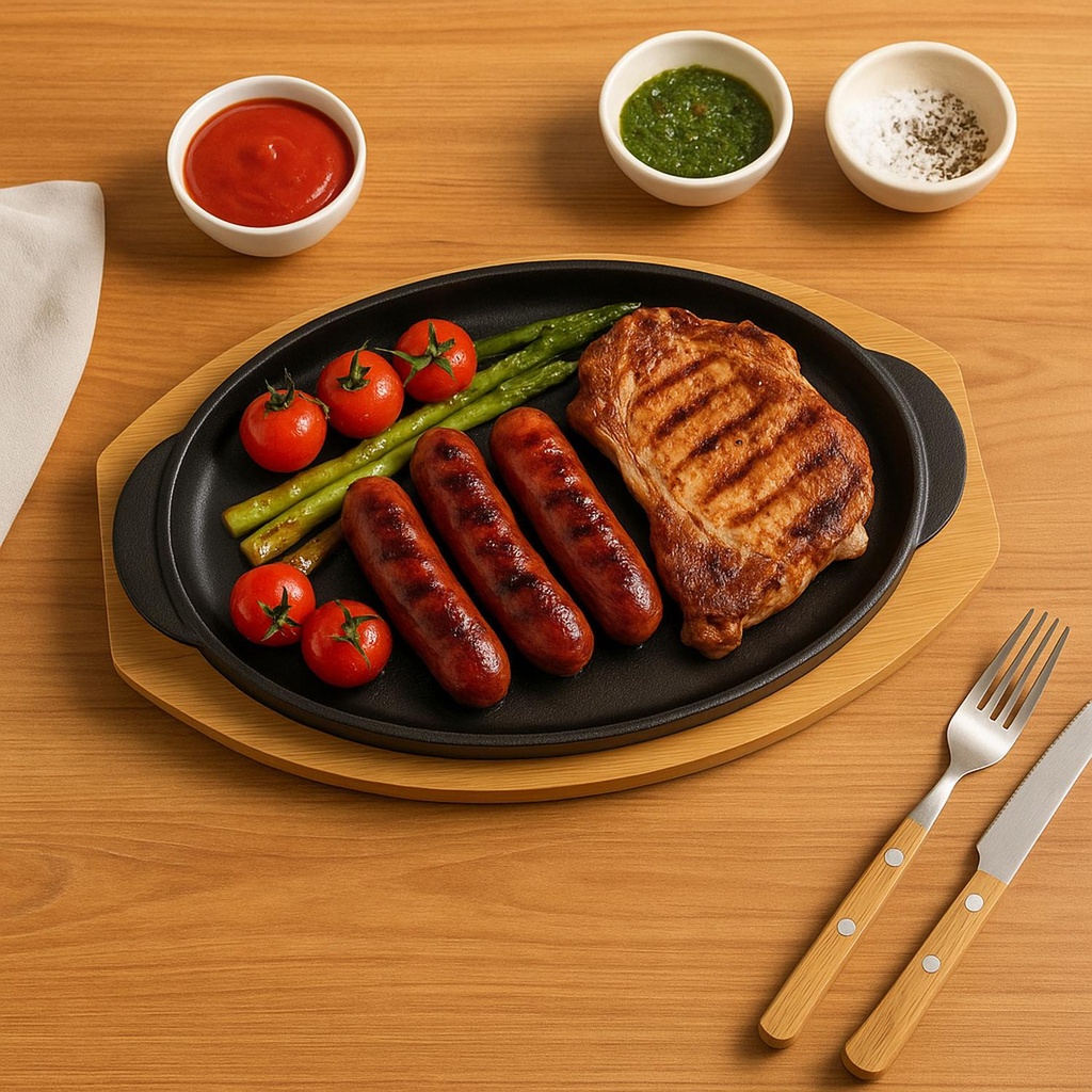Fuente Hierro Fundido Con Bandeja Bambú 20x30 Cm Dangrill