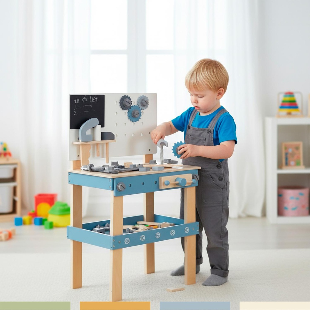 Juego de Construcción Herramientas Madera para Niños Bandú