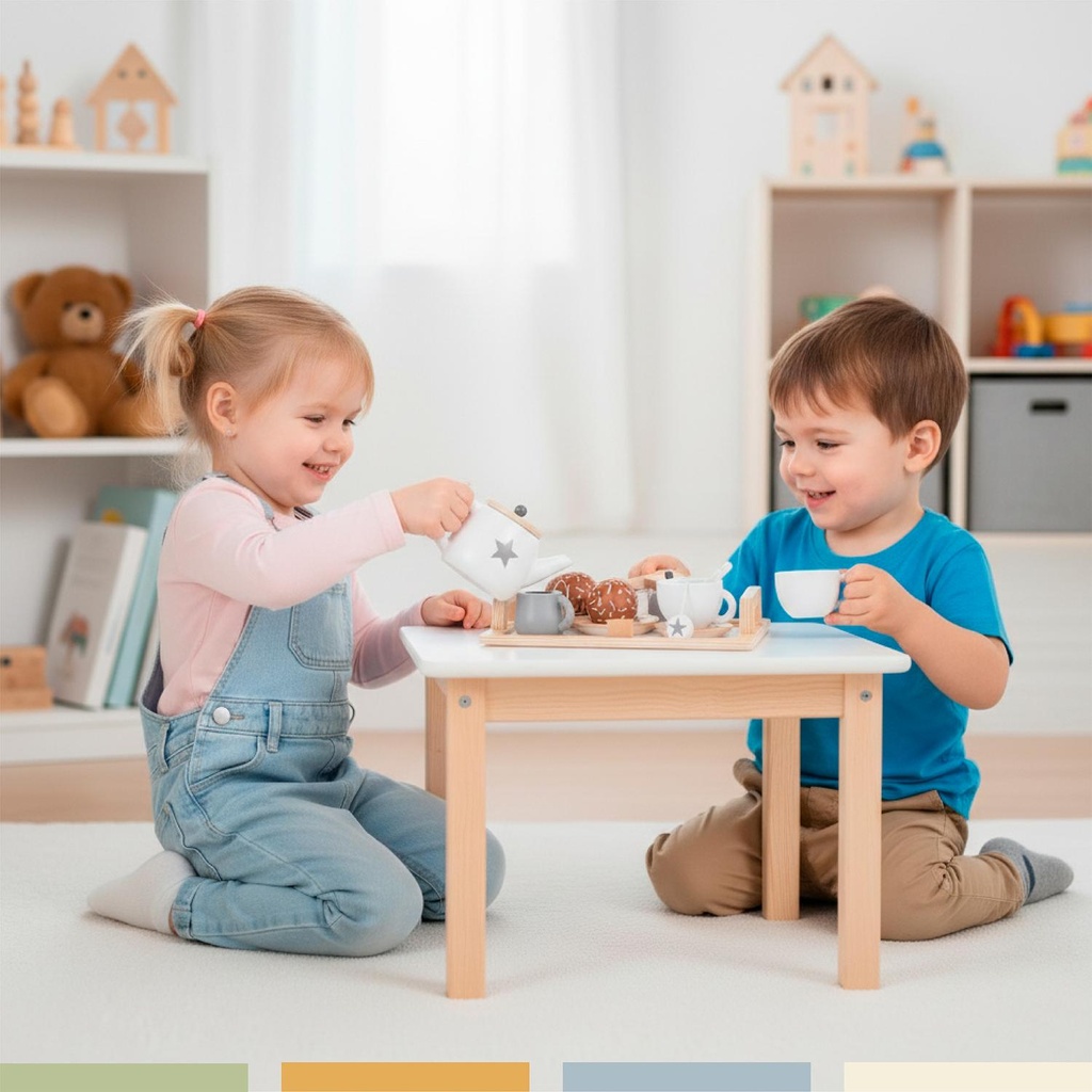 Set Juego Tazas De Té Juguete Didáctico 16pcs Madera Bandú