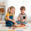 Set Juego Mini Cocina de Juguete Alimentos Madera Bandú