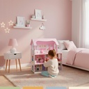 Casa De Muñecas Clásica Madera Rosada Con Accesorios Bandú