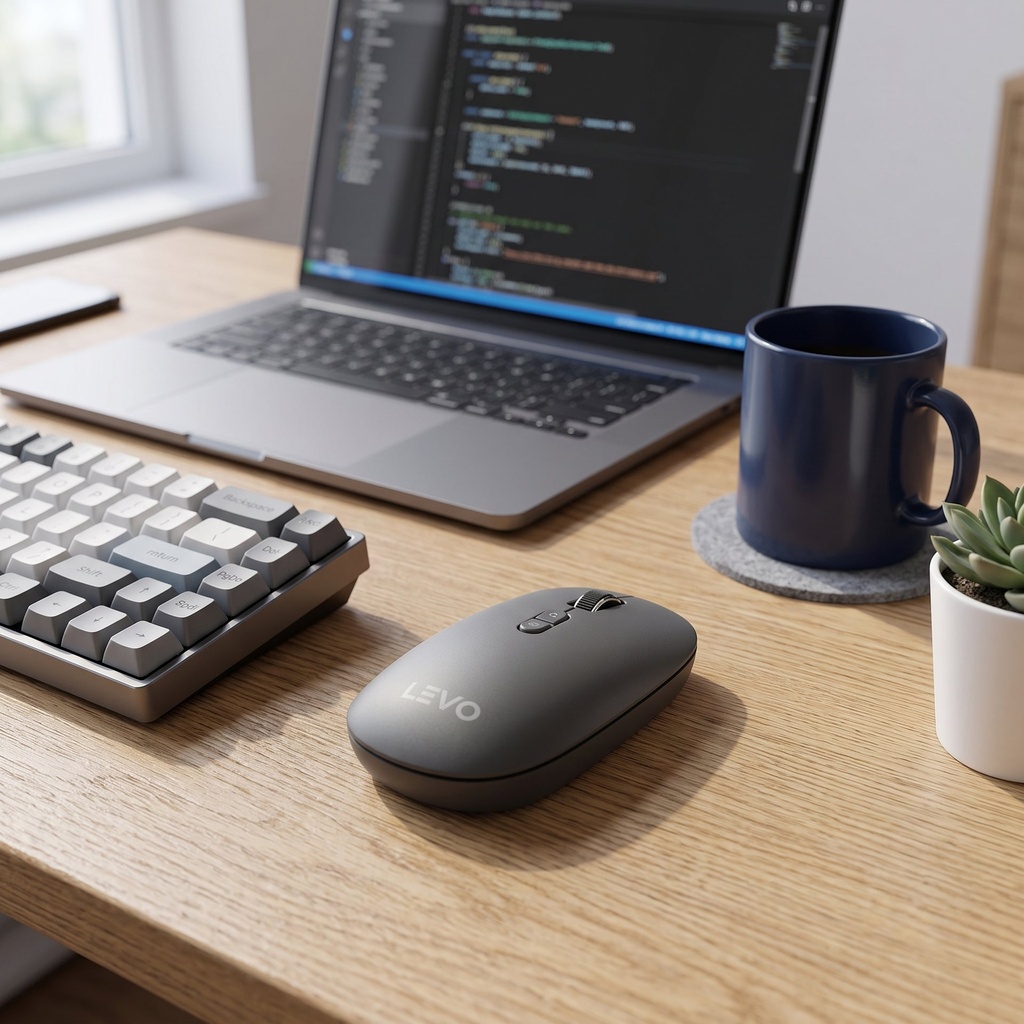 Mouse Inalámbrico Ultra Slim Silencioso Velar Grafito LEVO