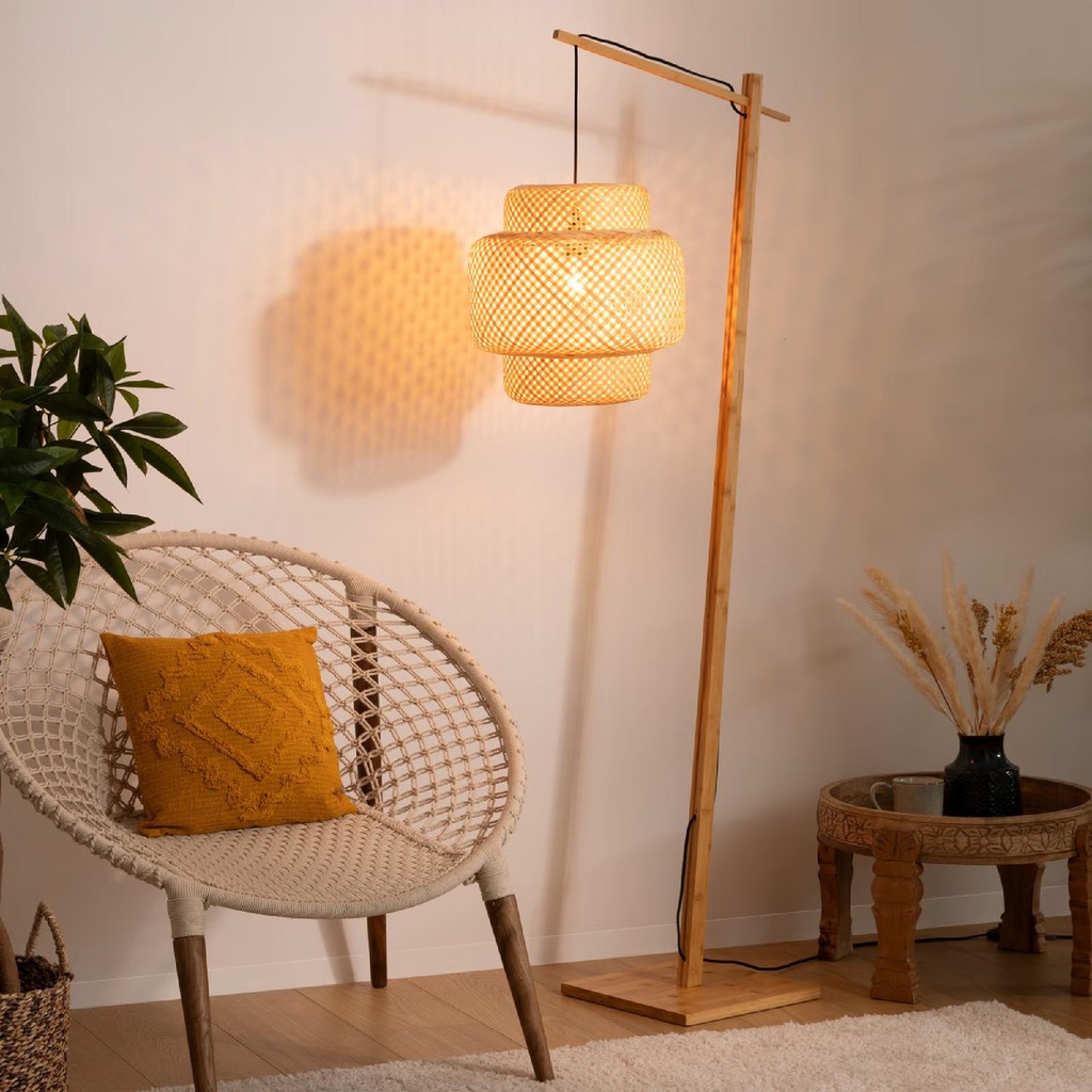 Lámpara de Pie Arco Liby Bambú Natural 173 cm de Atmosphera