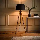 Lámpara de Pie Trípode Rodo Madera Negra 145 cm Atmosphera