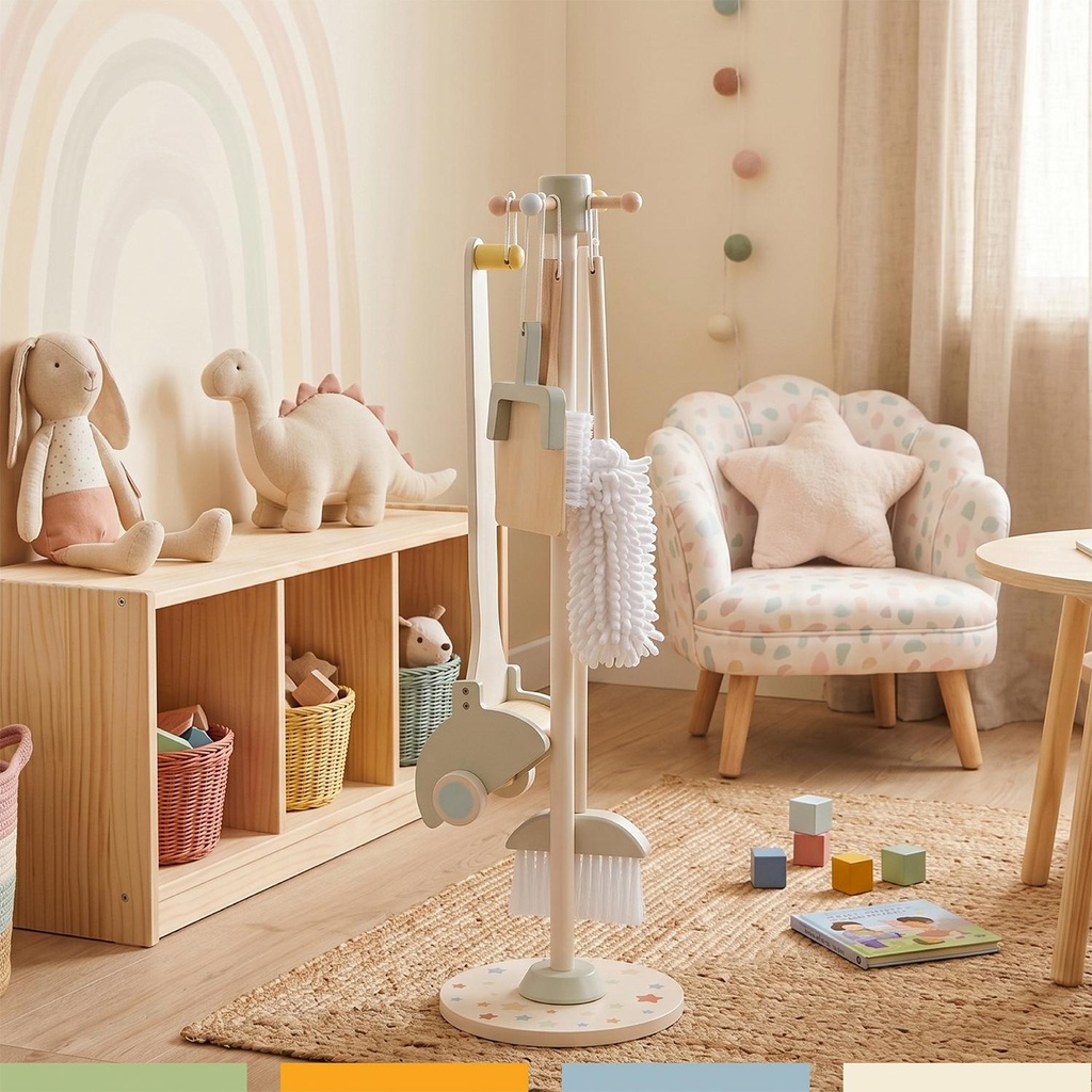 Juguete Set de Aseo y Limpieza Madera Niños Soporte Bandú