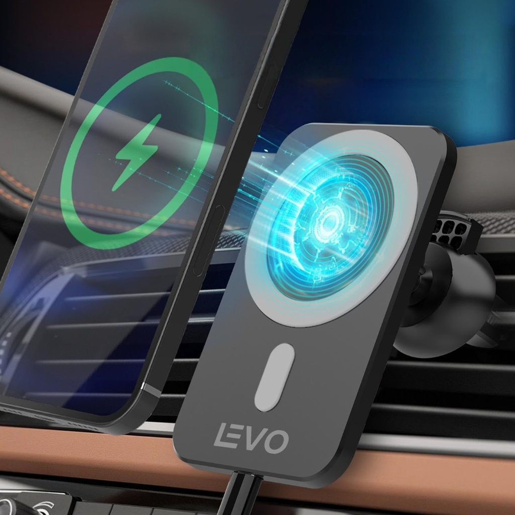 Cargador Inalámbrico Rápido Auto iPhone 12/13 V+ Levo