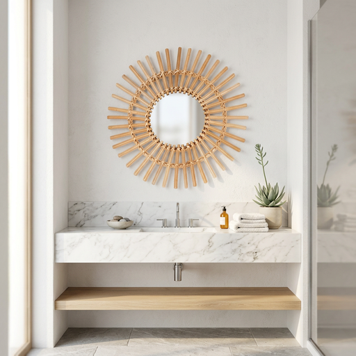 Espejo Redondo Decorativo Diseño Sol de Ratán Atmosphera