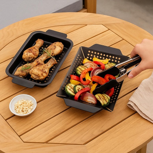 Pack Bandeja Para Asar Metal 24x20x4 y 34x18x2 cm Dangrill