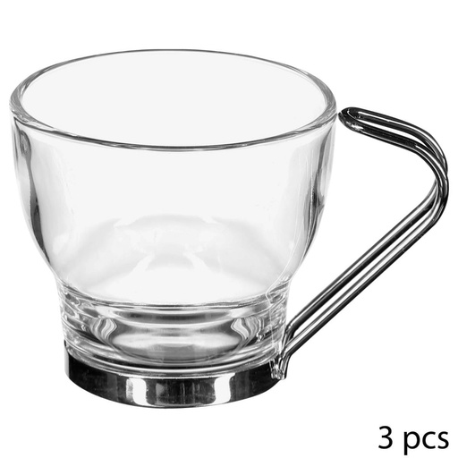 Set 3 Tazas Café Vidrio Y Metal 110 Cc