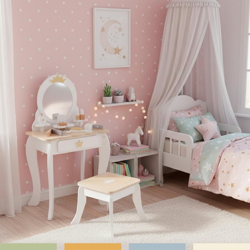 Tocador Infantil Para Niñas Espejo Maquillaje Madera Bandú