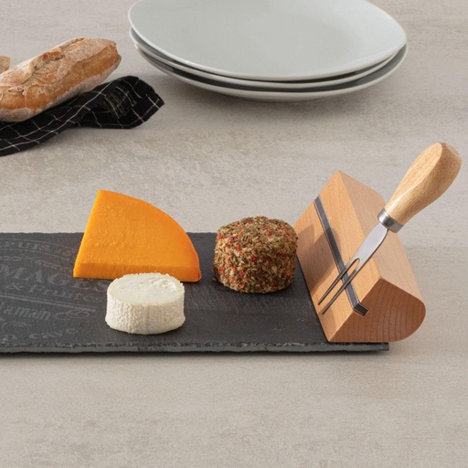 Set de Tabla de Quesos Pizarra y Cuchillos Secret de Gourmet