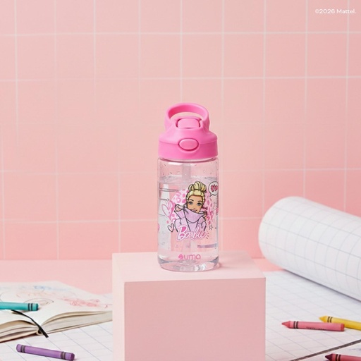 Botella Agua Niños Barbie Love 420ml con Bombilla UMA