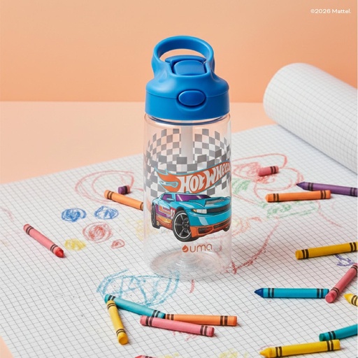 Botella Agua Niños Hot Wheels Race 420ml con Bombilla UMA