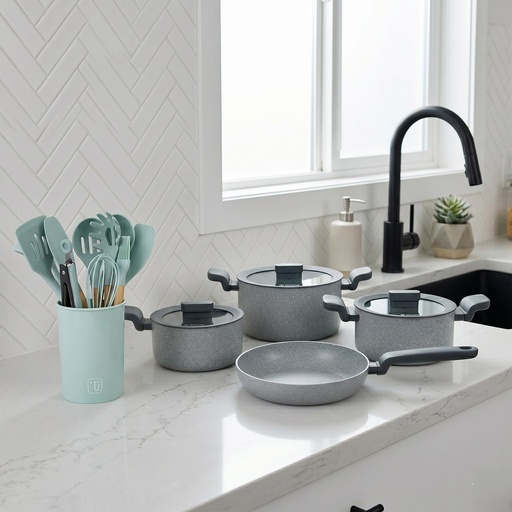Bateria de Cocina Pompei + Set 12 Utensilios Calipso Simplit