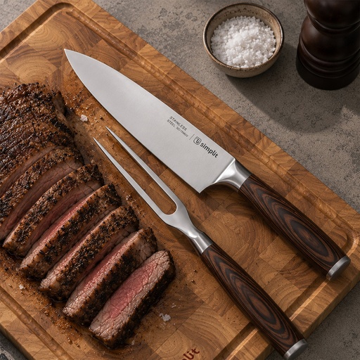 Set Parrillero Cuchillo 21cm y Tenedor Acero Inox Toledo Simplit